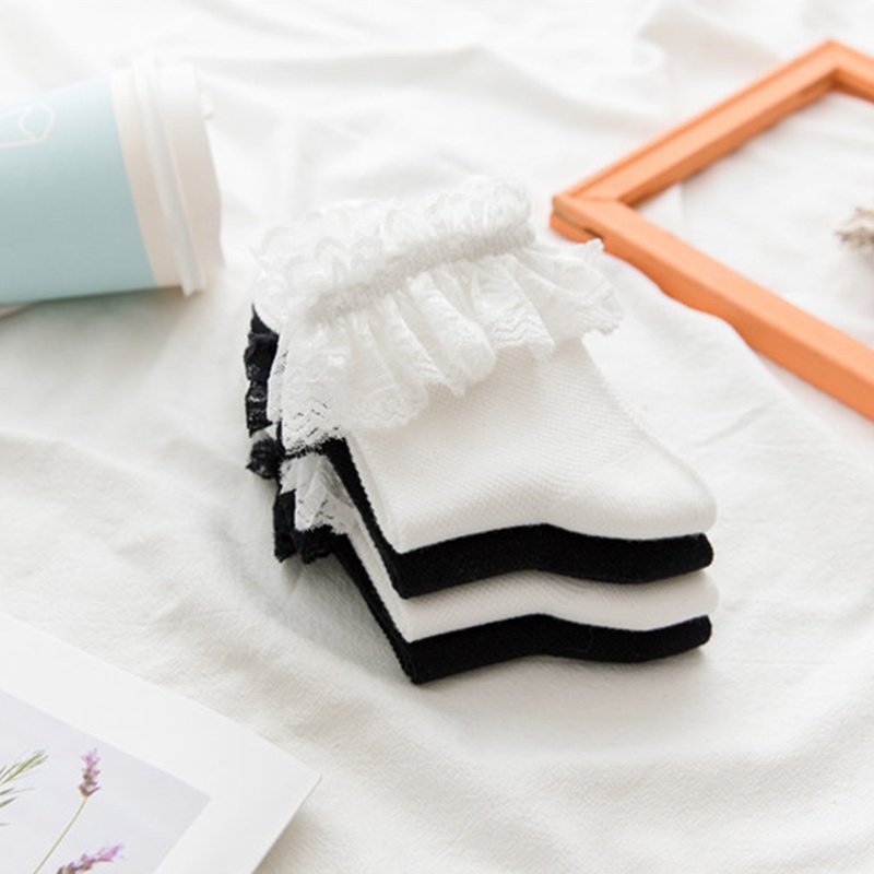 Vớ Cotton Phối Ren Nhún Bèo Phong Cách Lolita Nhật Bản