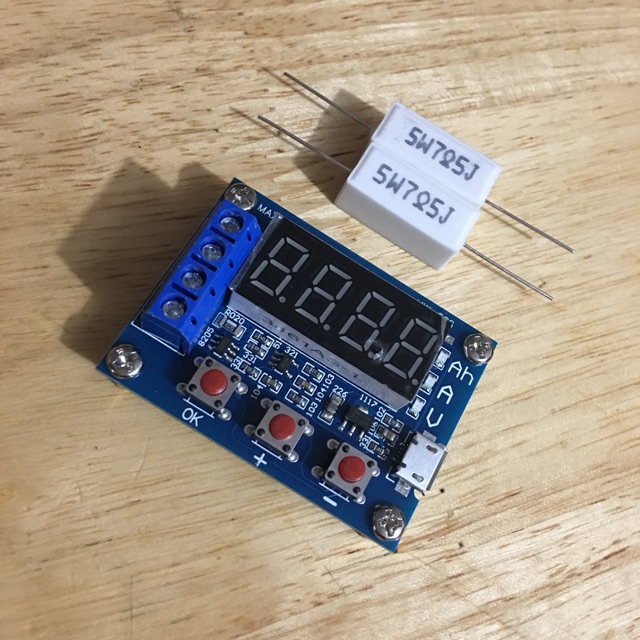 Mạch test dung lượng pin lithium 18650 32650 kèm trở sứ công suất