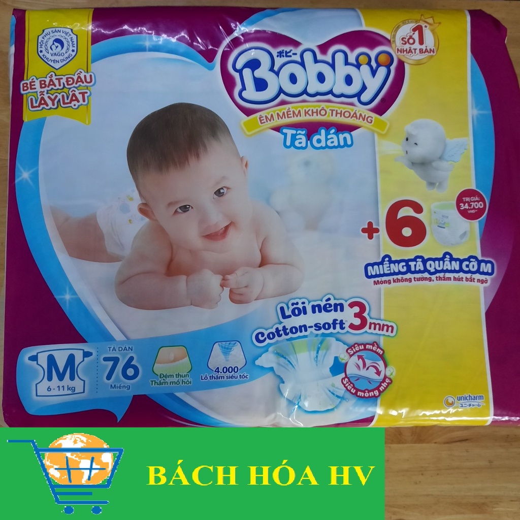 Tả (Bỉm) Dán Bobby M76 + 6 - BACH HOA HV