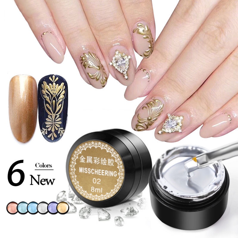 Gel metan vẽ viền móng siêu đặc, gel nhũ trang trí móng tay nghệ thuật, hũ 8ml