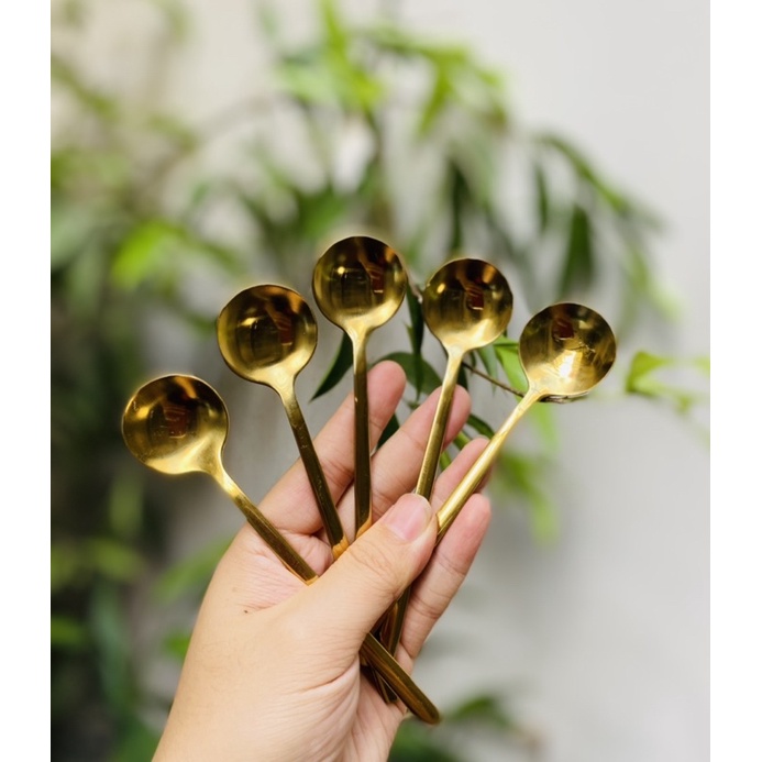 (SIÊU RẺ) Thìa cafe, thìa sinh tố màu vàng đồng, inox 304 không gỉ - Muỗng cafe cao cấp