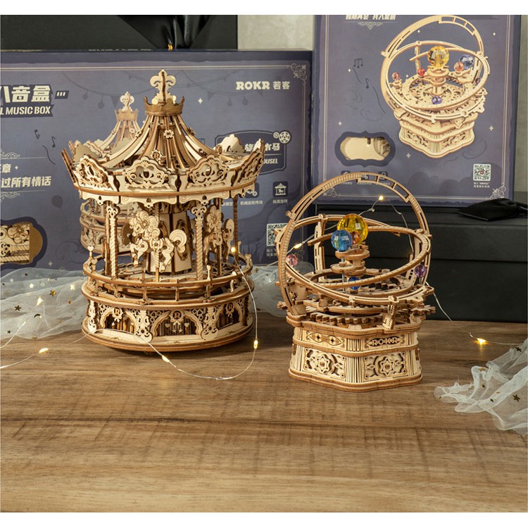 [BẢN QUỐC TẾ TIẾNG ANH] Mô hình Hộp nhạc Starry Night AMK51 Orrery Mechanical Music Box