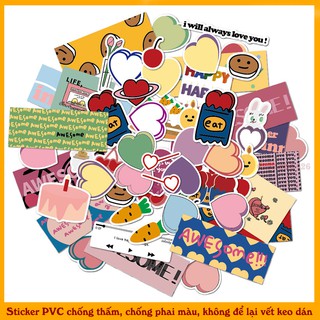 Set 5 Sticker hình trái tim, bánh sinh nhật để trang trí sổ tay, sách vở, đồ dùng cá nhân