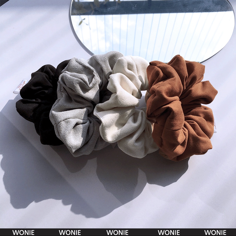 WONIE - Dây chun buộc tóc Da lộn Scrunchies Handmade