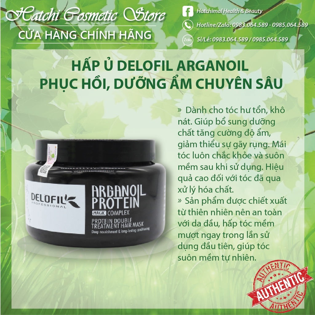 KEM Ủ TÓC - Ủ TÓC DELOFIL ARGANOIL PROTEIN DẠNG HŨ 500ML