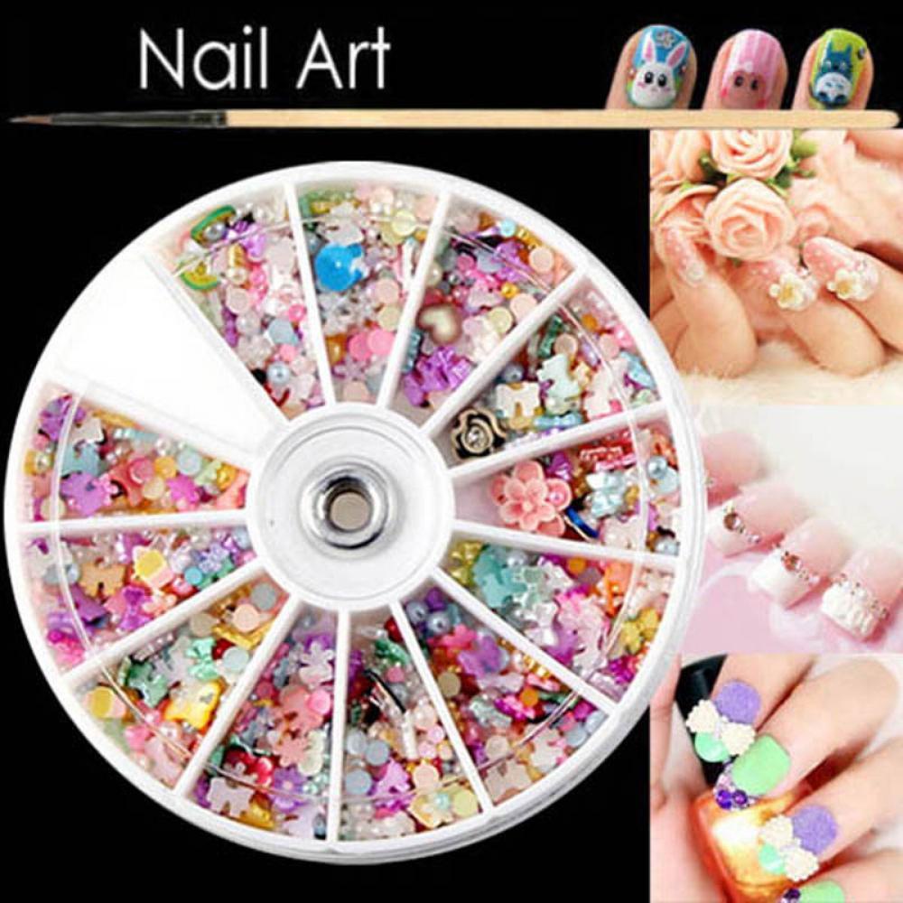 Set 1200 Hạt Nhựa Nhiều Màu Đính Móng Nghệ Thuật