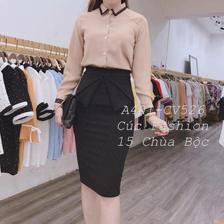 CHÂN VÁY BÚT CHÌ có khóa séc kéo BÈO NHÚN SẺ SAU thời trang công sở nữ