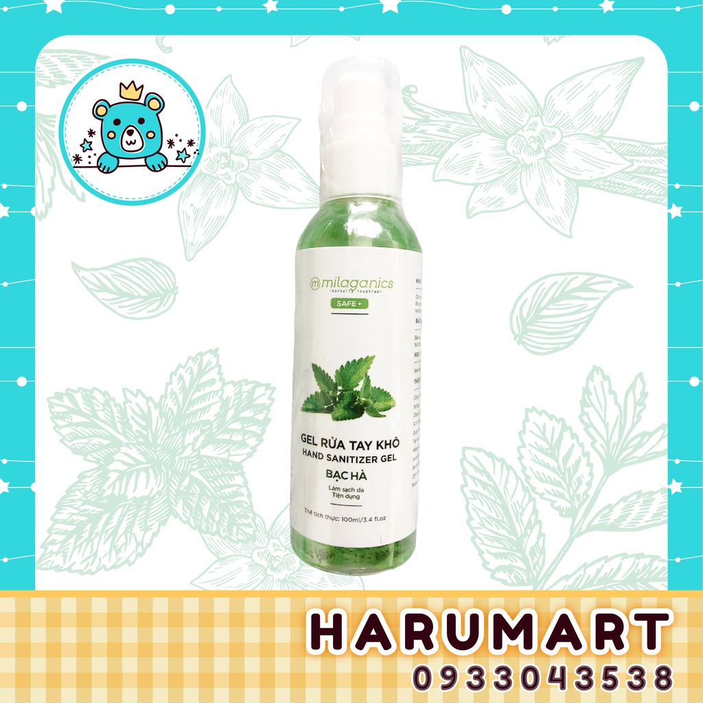 Gel Rửa Tay Khô Milaganics Hand Sanitizer Bạc Hà Kháng Khuẩn 100ml | BigBuy360 - bigbuy360.vn