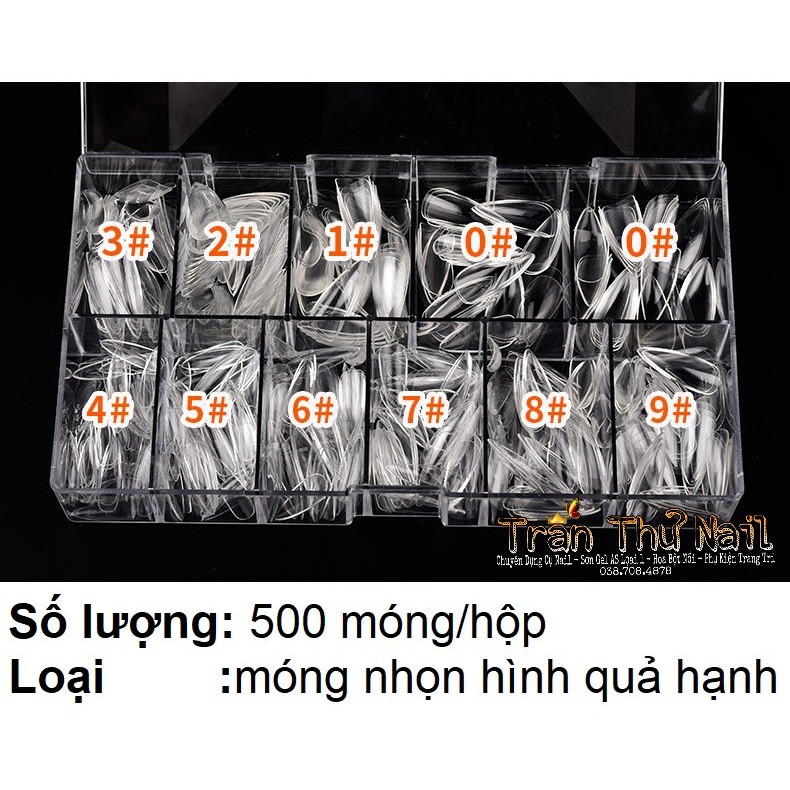 Móng Úp Phom Nhọn Bầu | Hộp 500 Móng