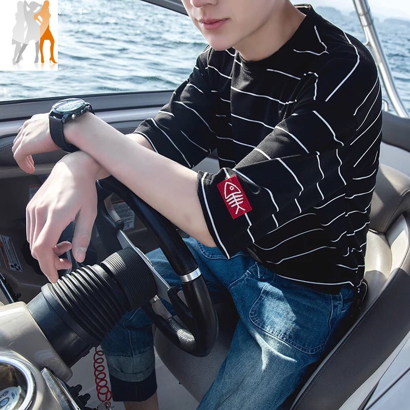 Áo thun nam form rộng tay lỡ xọc ngang - Trùm Chuyên Sỉ Thời Trang | BigBuy360 - bigbuy360.vn