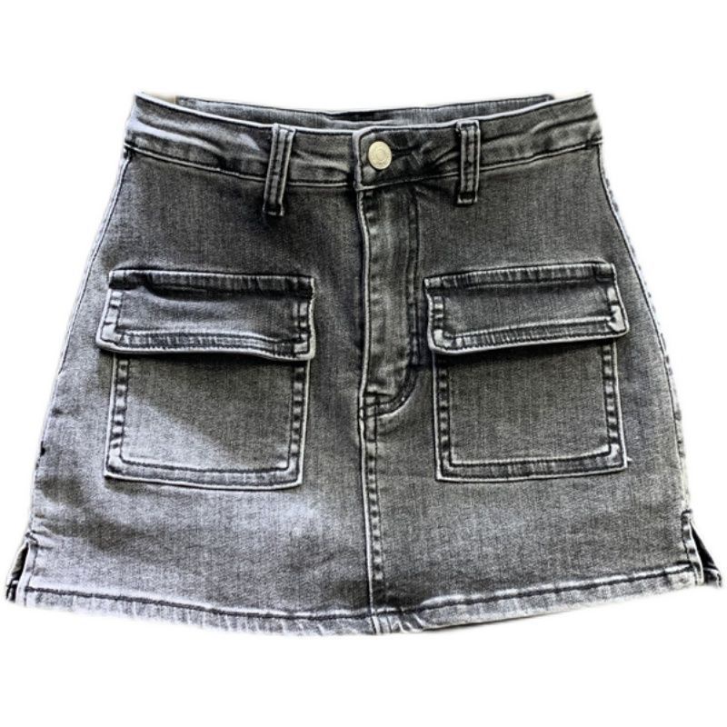 Jiashucheng Quần Yếm Giả Hai Mảnh Dáng Chữ A Giả Váy Denim Có Túi Chống Lộ Hàng Mùa Hè Co Giãn Phong Cách Nóng Bỏng Cho Nữ