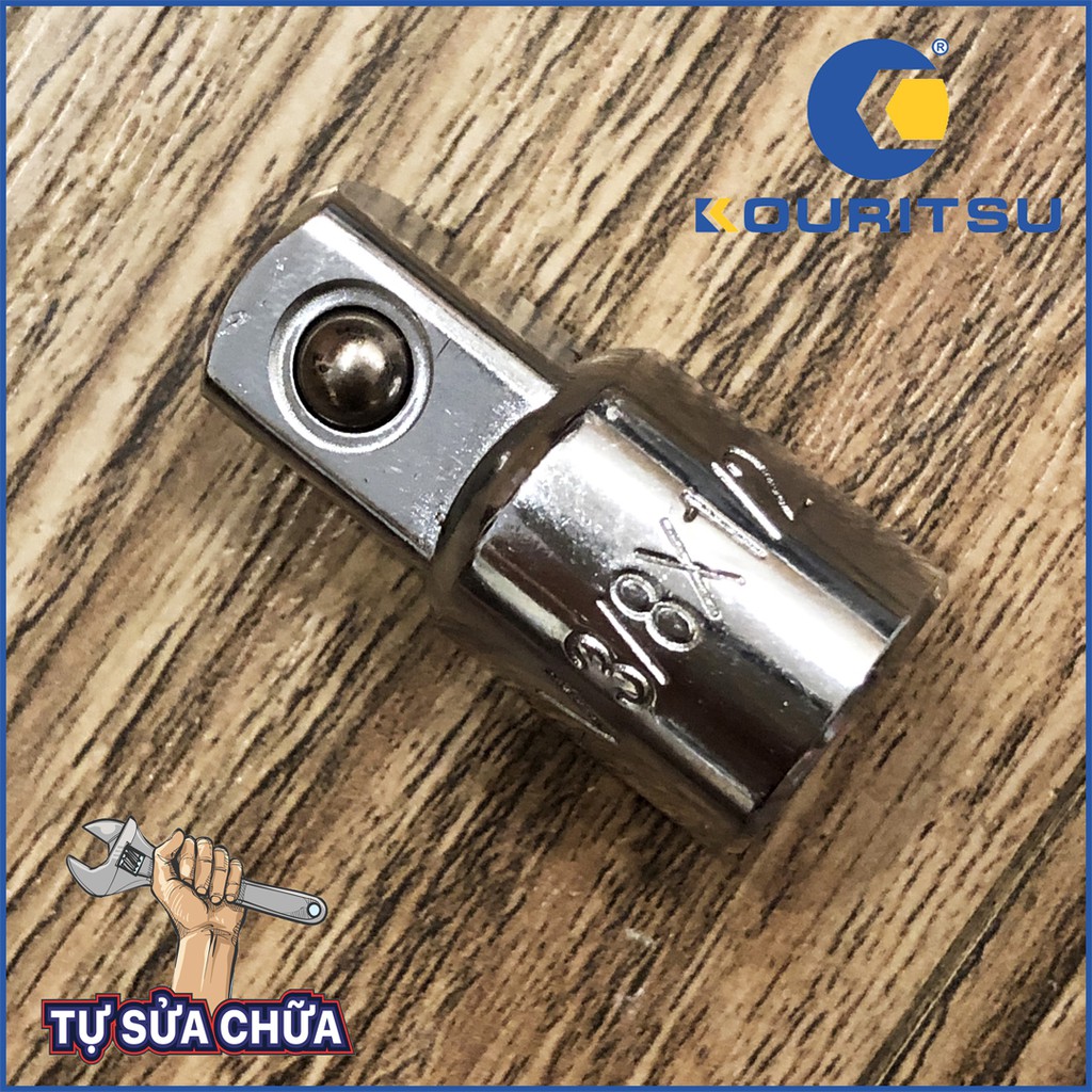 Đầu nối khẩu 3/8 ra 1/2 inch Kouritsu làm từ thép Cr-V cứng chống gỉ sét