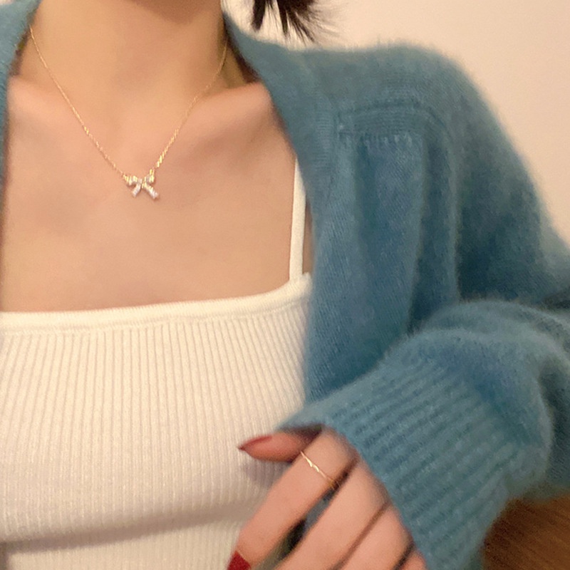 Vòng Cổ choker Mặt Nơ Đính Đá Lấp Lánh Phong Cách Hàn Quốc Thời Trang Mới Cho Nữ