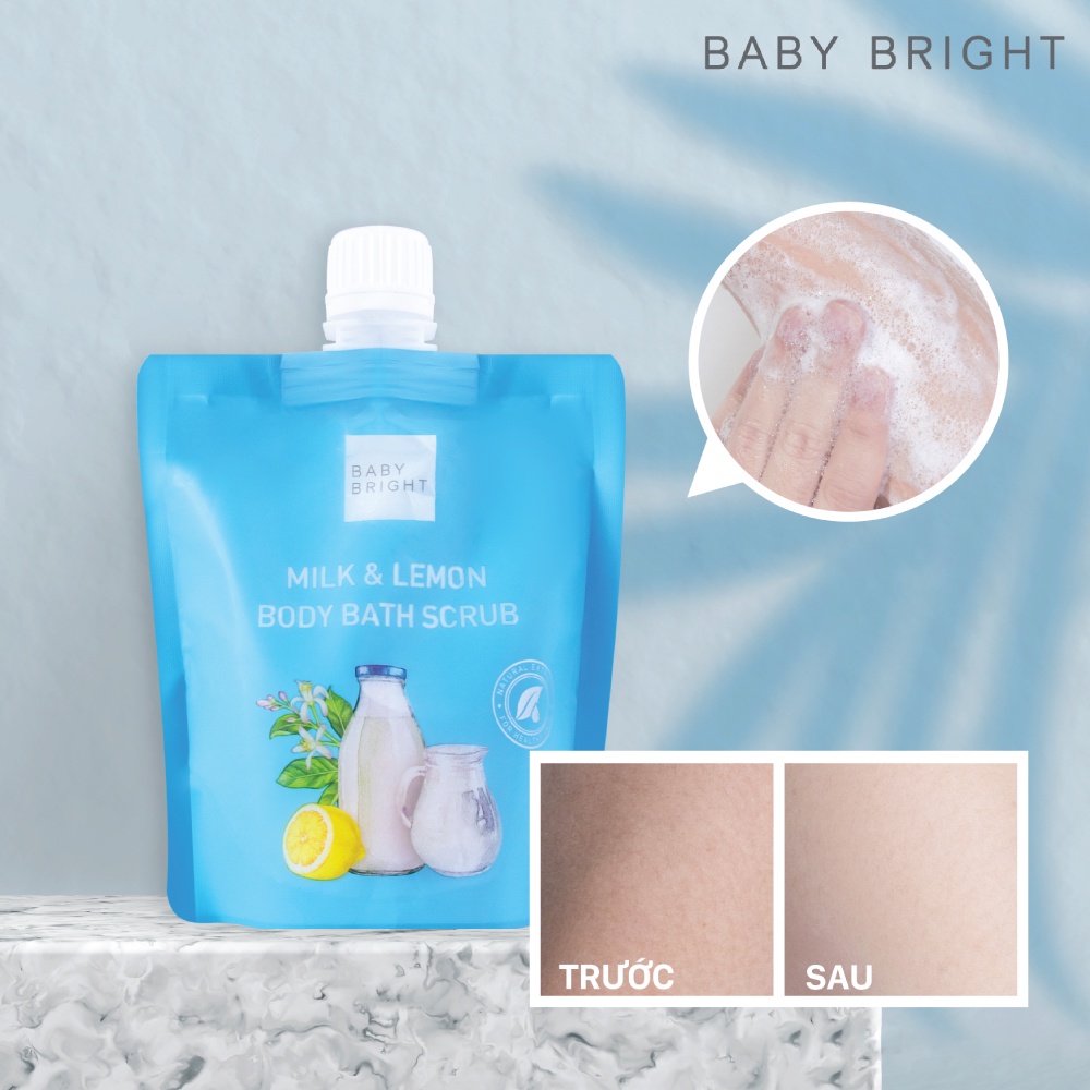 Muối tẩy da chết Baby Bright Milk and Lemon Body Bath Scrub Muối Sữa Bò Và Chanh 250g