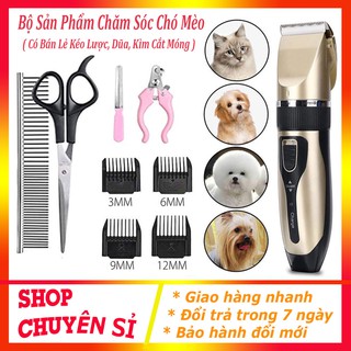 Tông đơ cắt tỉa lông Chó Mèo, Máy cắt tỉa lông thú cưng, bộ sản phẩm chắm sóc thú cưng