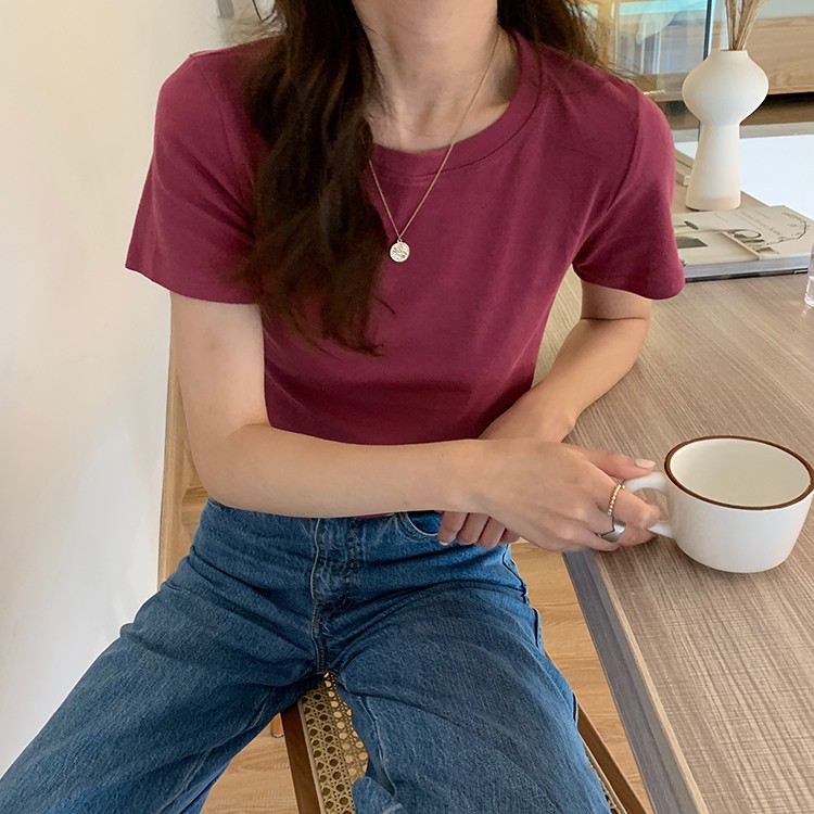 [Mã FAMAYWA giảm 10K đơn 50K] Áo Thun Croptop Co Giãn Màu Sắc Đơn Giản 33309 | BigBuy360 - bigbuy360.vn