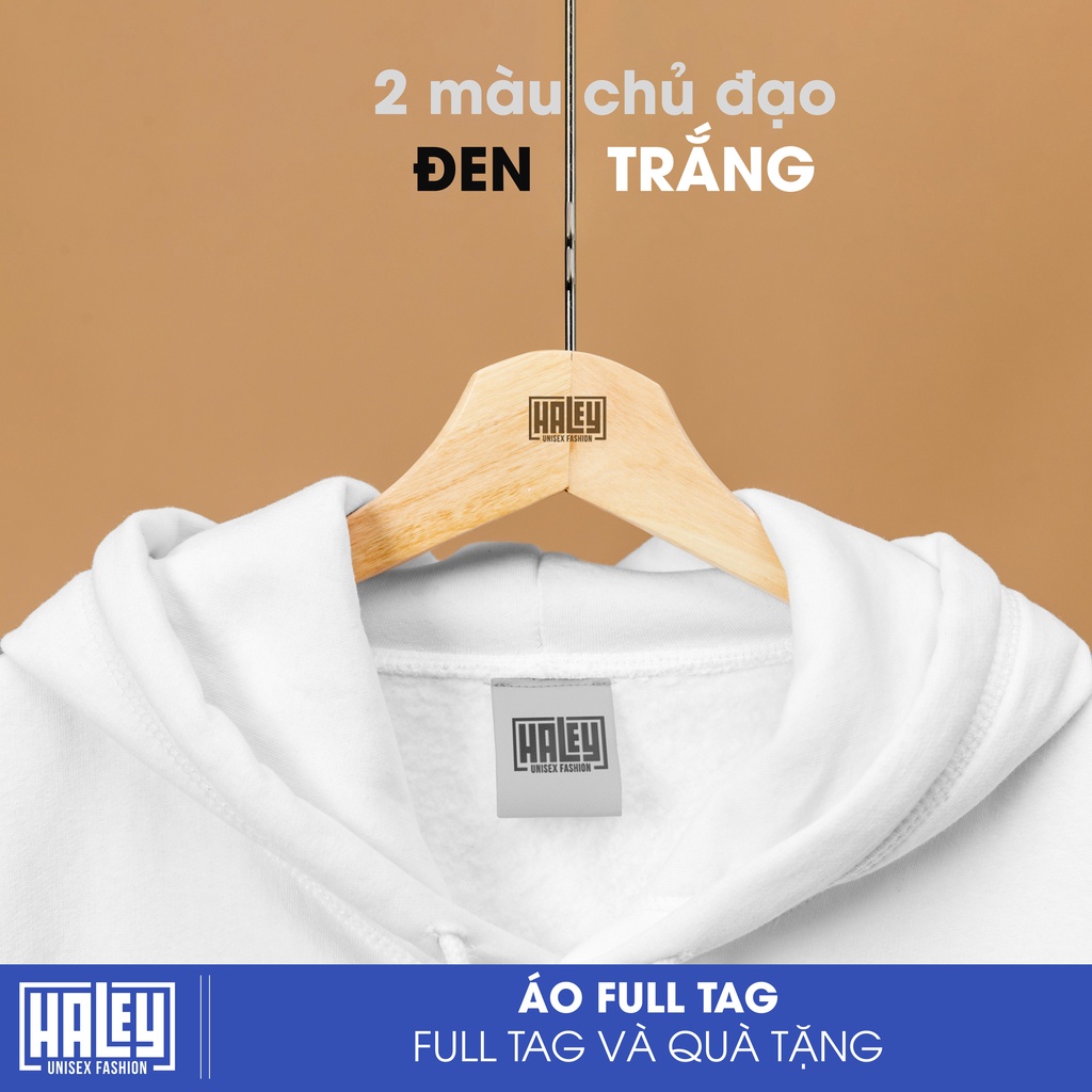 Áo Hoodie có cổ Cặp Đôi HALEY Unisex khủng long đáng yêu phong cách Hàn Quốc cá tính, Chất nỉ mã HD20