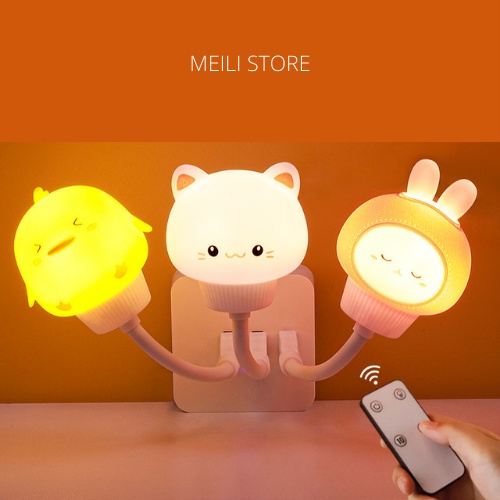 Đèn ngủ đầu cắm USB hình gấu  Hẹn giờ điều khiển từ xa  3 cấp độ sáng  Đèn ngủ phòng ngủ trẻ em