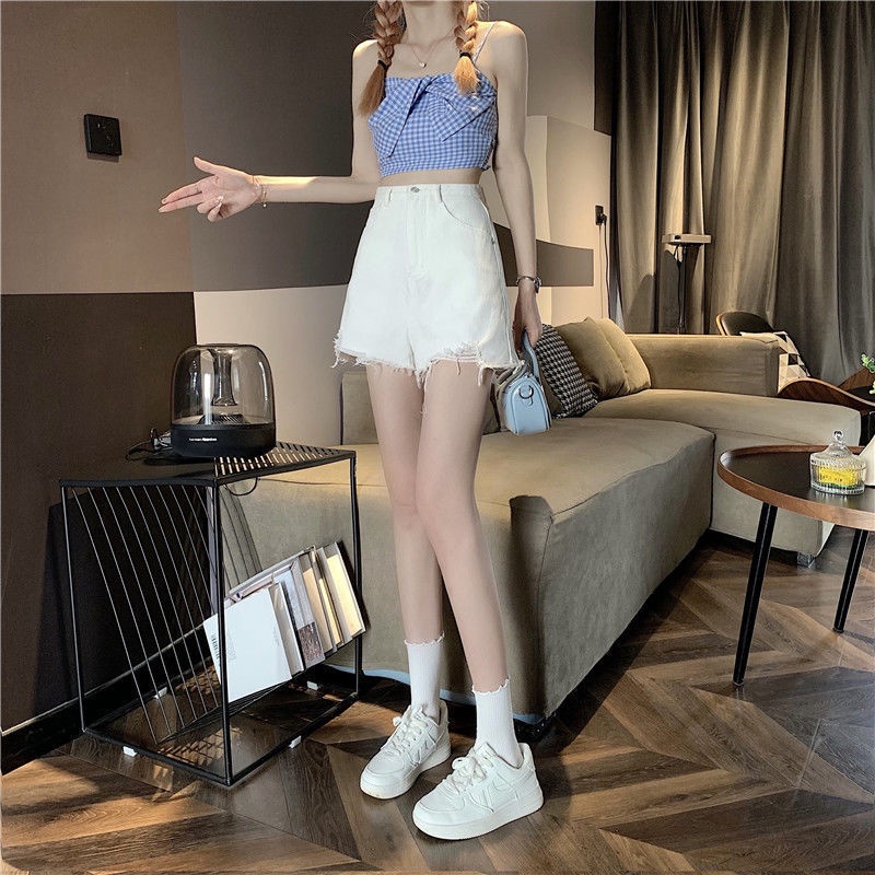 Có Sẵn Quần Short denim Mỏng Lưng Cao Dáng Chữ a Ống Rộng Cho Nữ quần đùi nữ NZ-DK-18