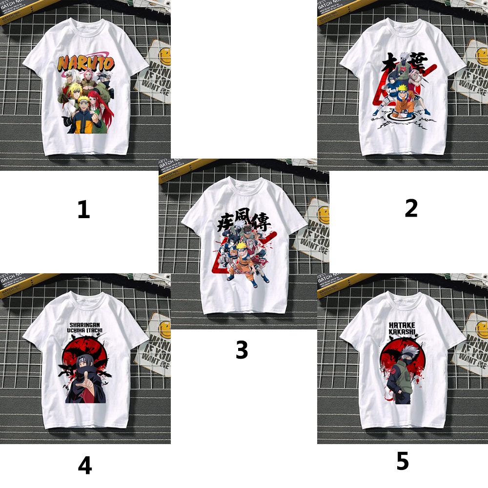 Áo thun tay ngắn cổ tròn in hình Naruto - Sasuke - Itachi - Kakashi thời trang cho nam và nữ | BigBuy360 - bigbuy360.vn