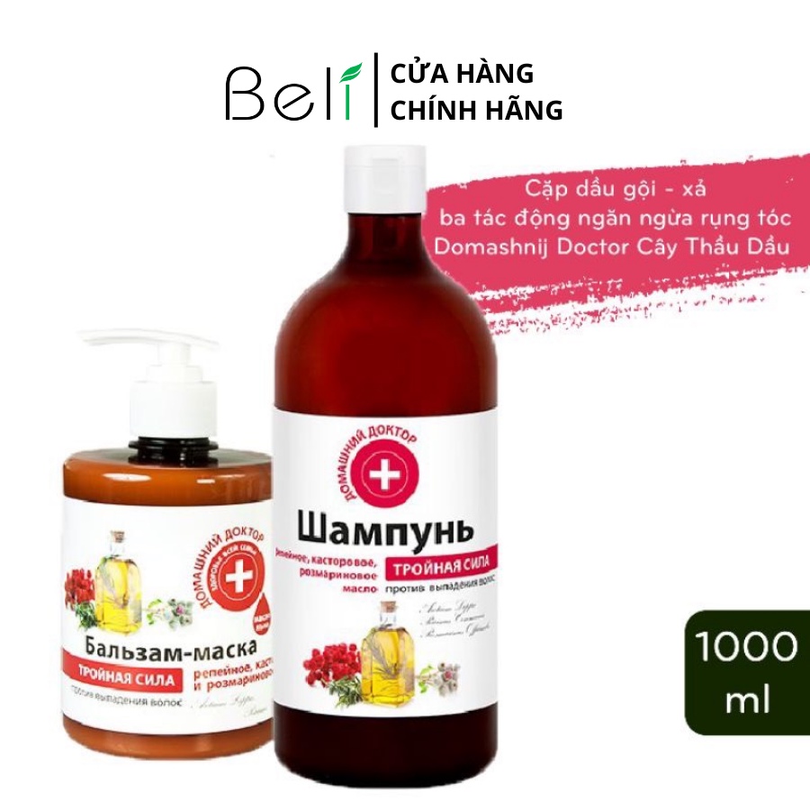Cặp dầu gội-xả Domashnij Doctor ba tác động chống rụng tóc - Nhập khẩu chính hãng - TN176