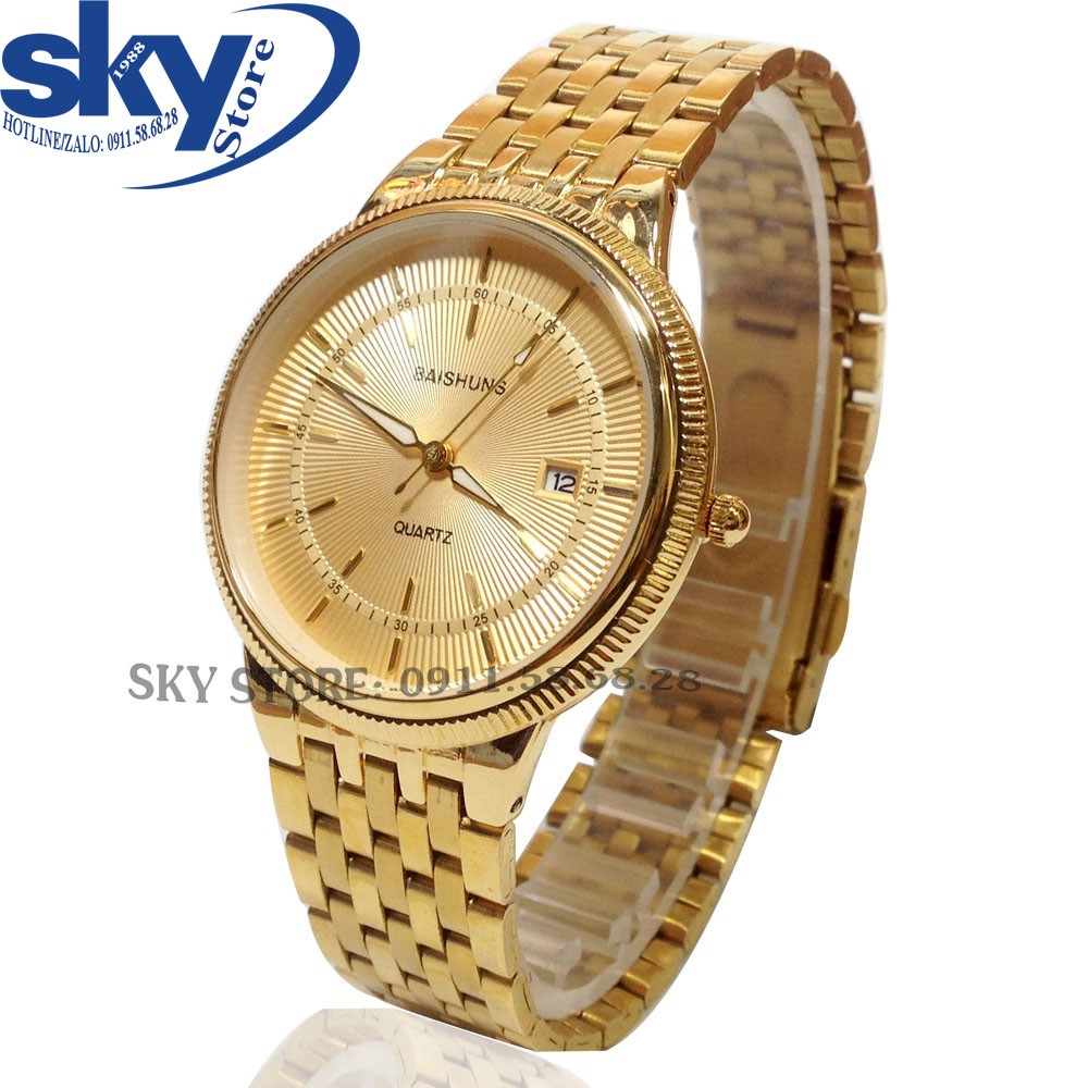 Đồng hồ nam BAISHUNS 8899SKY dây thép không gỉ cao cấp + Tặng kèm vòng tay phong thủy
