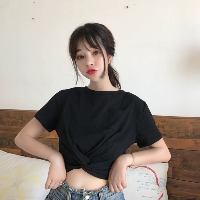 Áo Croptop Lưng Cao Xinh Xắn Theo Phong Cách Hàn Quốc 2021