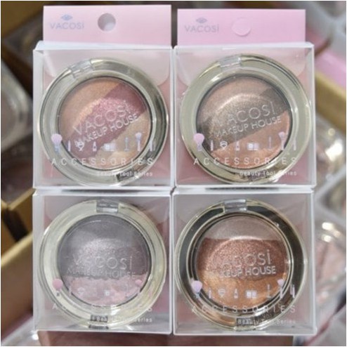 Phấn﻿ mắt 3 màu Vacosi hộp tròn - VACOSI TRIO EYESHADOW (9‪ tone màu)