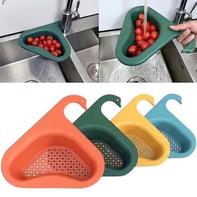 Khay lọc rác, rổ đựng đồ đa năng có móc treo gài bồn rửa bát