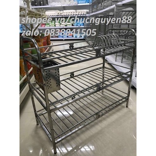 Giá kệ bát đũa inox 3 tầng-kệ bát 3 tầng-kệ bát inox kèm ống đũa cao cấp