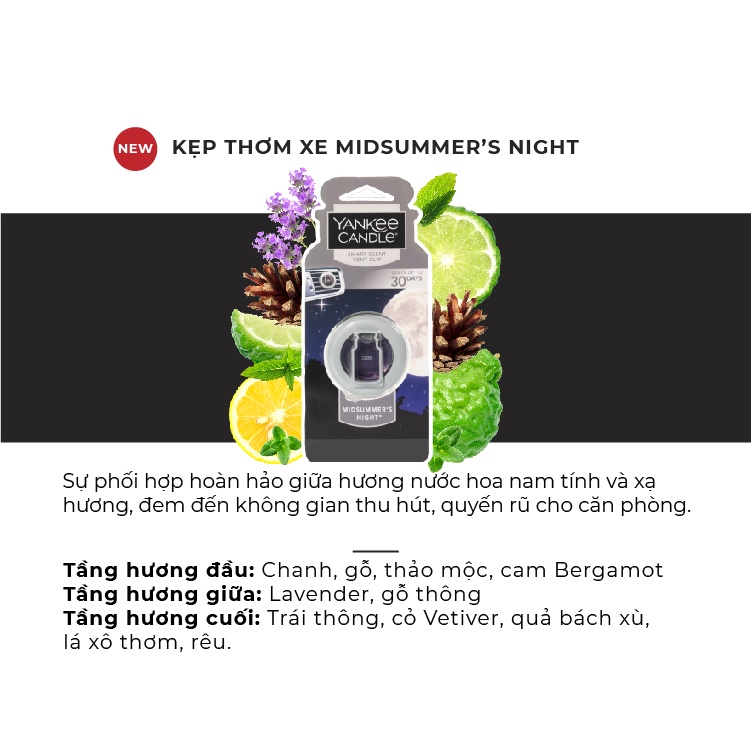 Kẹp thơm xe Yankee Candle - Midsummer's Night