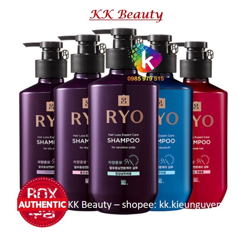 (Mẫu mới + Đủ Bill) Dầu gội trị rụng tóc thảo dược đông y Ryo Hair Loss Care Shampoo tím hồng xanh