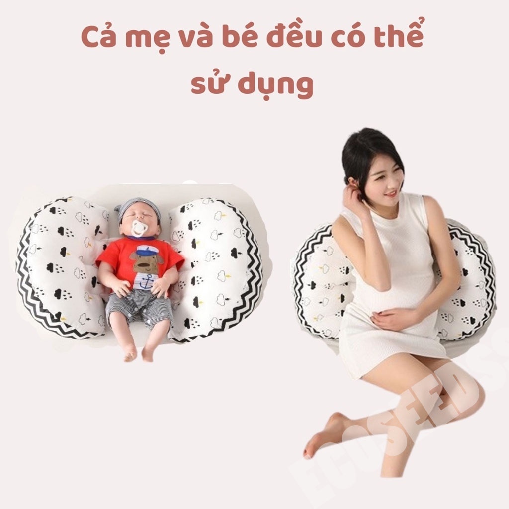 GỐI BẦU CÁNH TIÊN GIÚP GIẢM ĐAU MỎI LƯNG ĐỠ BỤNG CHO MẸ BẦU CÓ 1 GIẤC NGỦ NGON 100% COTTON - GỐI ÔM BÀ BẦU