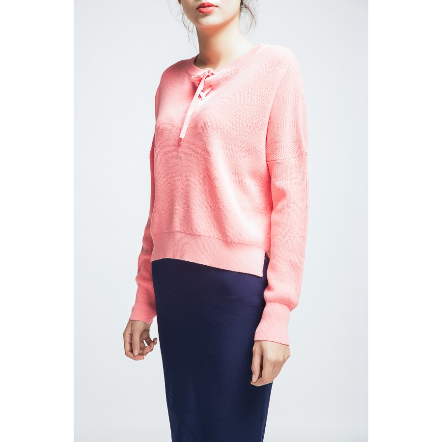 [NHẬP WABRTL5 GIẢM 10% TỐI ĐA 50K ĐH 250K ]Áo len nữ dài tay cổ thắt nơ IVY moda MS 58B5401