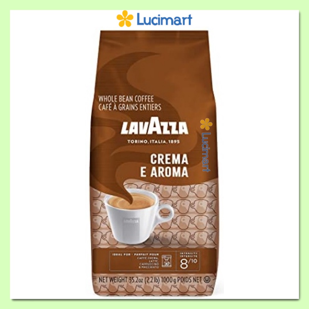 Cà phê Ý Lavazza nguyên hạt Crema e Aroma Whole Bean Coffee, Arabica and Robusta, gói 1kg [Made in Italy]