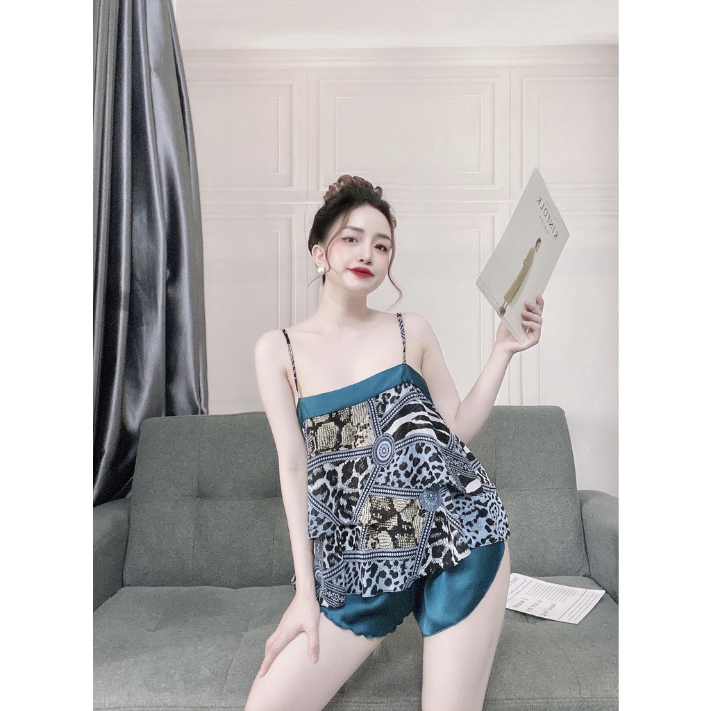 Đồ Bộ Nữ NGUYEN, Set Bộ 2 Dây Tầng Thân Sau Thắt Nơ Quần Cọc Chất Voan Phối Lụa Mềm Mịn, Thoáng Mát. | BigBuy360 - bigbuy360.vn