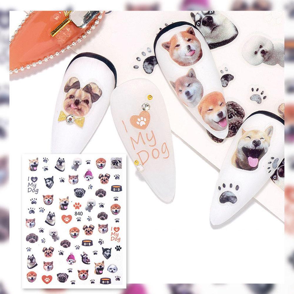 Miếng Dán Trang Trí Móng Tay Hình Móng Vuốt Chó Mèo Dễ Thương DIY