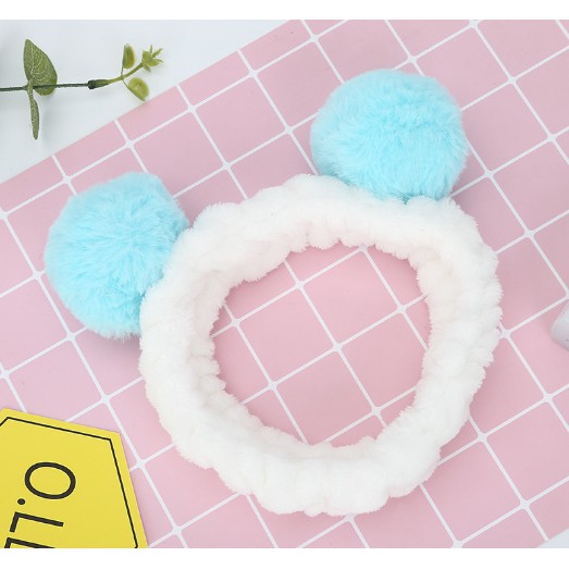 BĂNG ĐÔ CÀI TÓC MAKE UP 2 CỤC NHUNG THỎ TRÒN CHO MẸ-PK78