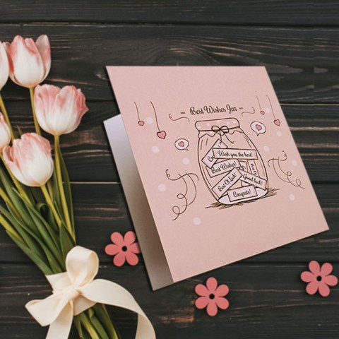 Thiệp chúc mừng tặng Phụ nữ vuông gấp- Happy Women's day, thiệp ghi lời chúc tặng bạn gái,tặng người yêu, trang trí quà