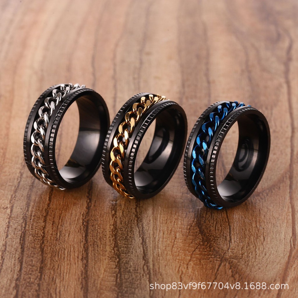 NHẪN NAM TITAN PHỐI XÍCH KHÍA CẮT ĐỘC ĐÁO KHUI BIA TREND 2022