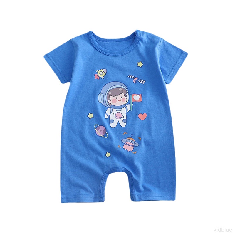 Bộ Áo Liền Quần Tay Ngắn Bằng Vải Cotton Màu Trơn Phong Cách Hàn Quốc Hàng Mới Dành Cho Bé Trai Bé Gái