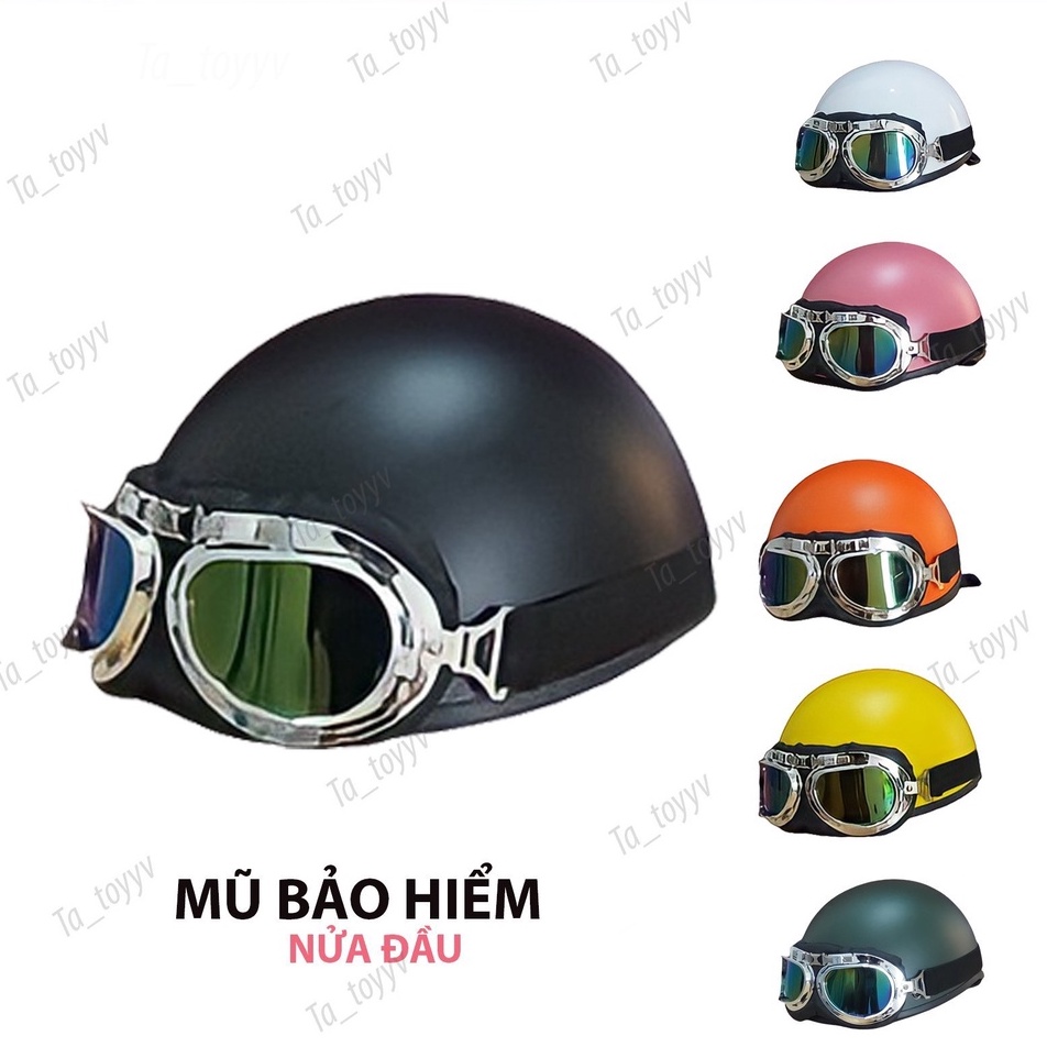 Mũ bảo hiểm nửa đầu MÀU TRƠN nhiều màu, đa dạng loại kính mới nhất hiện nay