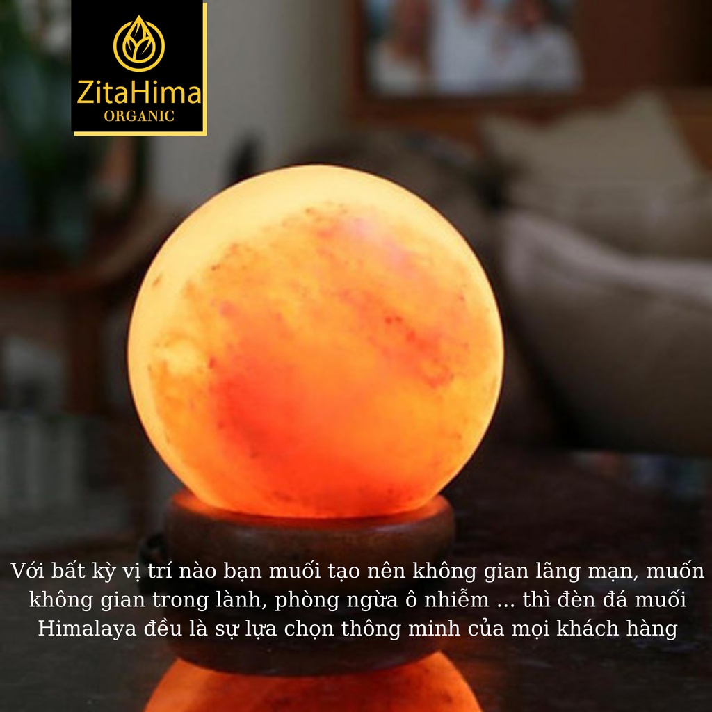 Đèn Đá Muối Đã Chế Tác Hình Cầu ZitaHima - Quà tặng sức khỏe
