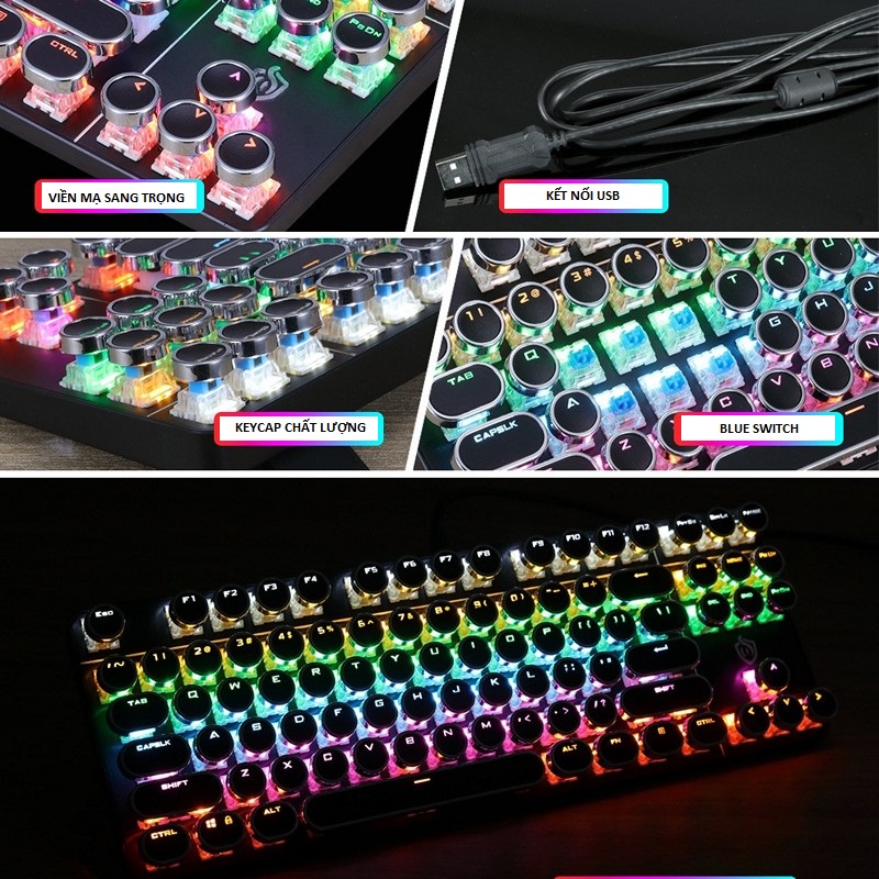 Bàn Phím Cơ E917 black Gaming - Led xuyên phím