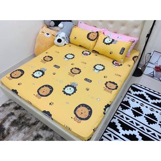Bộ ga gối poly cao cấp hcm micky kẻ xám