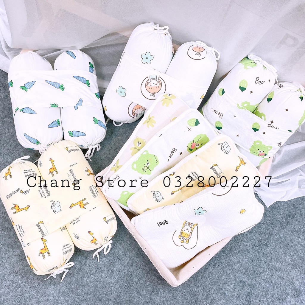 Bộ Gối Chặn Vải Xô Siêu Mềm Cho Trẻ Sơ Sinh