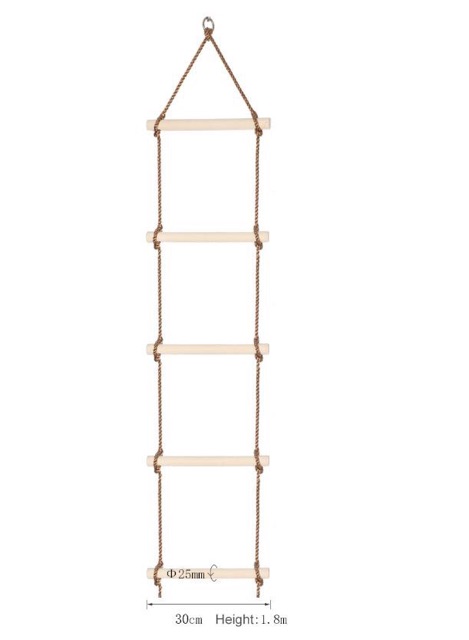 Xich đu dây leo 5 bậc bằng gỗ đồ chơi trẻ em trong nhà ngoài trời