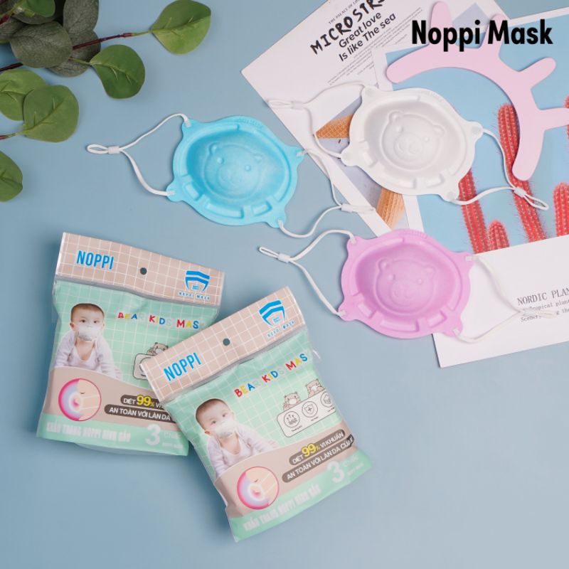 Khẩu trang gấu 3d cho bé Noppi Mask 3 cái/set