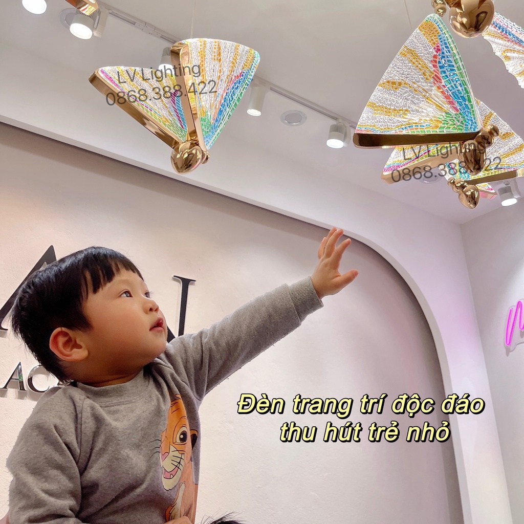 Đèn Thả Bàn Ăn - Đèn Thả Con Bướm Loại 1 Sơn Màu Cánh Cầu Vồng - Full Box