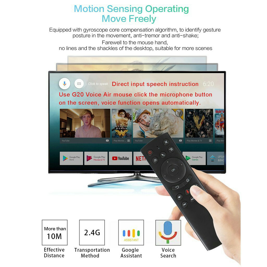 Chuột Bay Tìm Kiếm Giọng Nói | Mouse Air G20S G10S Tương thích Mibox s, 4k, tx3 mini, tx3 max, tx5, x96..